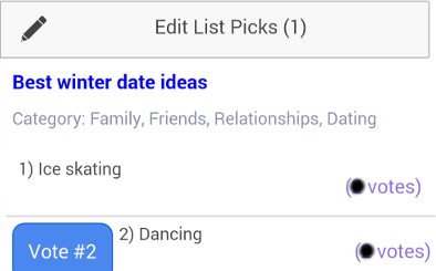 Click add/edit list picks 